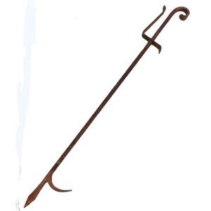 Vintage Iron Fireplace Poker Wood Stove Tool 30" Textured Sword Type Handle